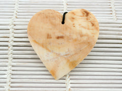 Matte Honey Palm Wood Heart Shape Pendant (ETP00013)