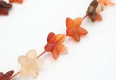 Matte Carnelian flower beads (ETB01107)