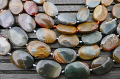 Landscape/ Polychrome jasper 15-18mm oval flat beads (ETB00231)