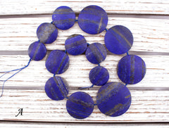 Matte Lapis Lazuli round dics beads  (amazing blue colour with gold sparkles) (ETB01295)