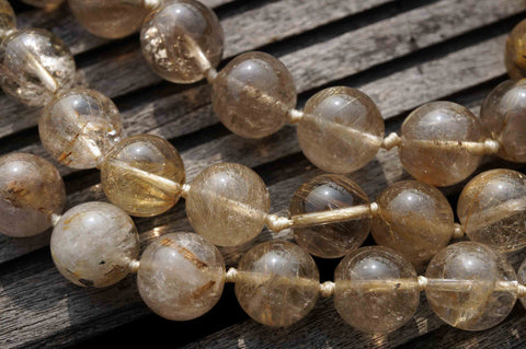 Rutilated Quartz (Brazil) AB grade 13-14mm round beads (ETB00116)