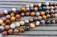 Petrified Rainbow Wood from Arizona 10.5-12.5mm round beads (ETB00255)