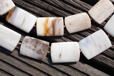 Petrified Palm wood / Fossilized Palm wood rectangular beads/length 34-39mm (ETB00095)