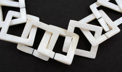 White Mother of Pearl / MOP 25.5-31mm square hoop beads (ETB01280)