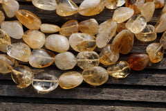 Natural Citrine quartz (Brazil) 12-15mm tumble beads (ETB00082)