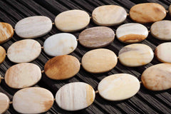 Petrified honey Palm wood / Fossilized Palm wood oval beads /length 36-41mm (ETB00099)