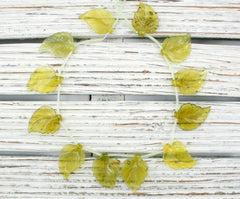 Green Serpentine 35-49mm leaf beads handmade (ETB01267)