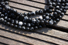 Snowflake Obsidian 7-8mm round beads  (ETB00152)