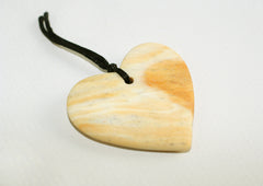 Matte Honey Palm Wood Heart Shape Pendant (ETP00014)
