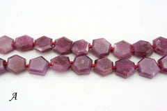 Genuine Ruby Corundum 8.5-16mm faceted hexagon beads (ETB00918)