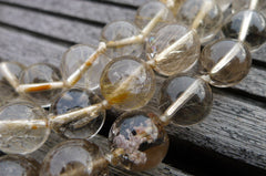 Rutilated Quartz AB grade 11-12mm round beads (ETB00054)