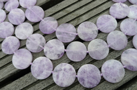 Natural Lavender Amethyst (Madagascar) 21-27mm Round disc beads (ETB00241)