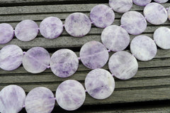 Natural Lavender Amethyst (Madagascar) 25-38mm round disc beads (ETB00242)