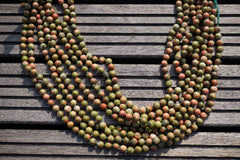 Natural Unakite 7-8mm round beads (ETB00154)