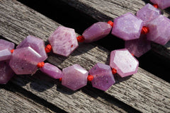 Genuine Ruby Corundum faceted hexagon beads (ETB00201)