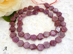 Genuine Ruby Corundum faceted hexagon beads (ETB00202)