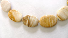 Honey Palm Wood 30x20mm oval flats beads (ETB00015)