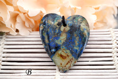 Rare and Natural Azurite heart shape pendants (ETP00324)