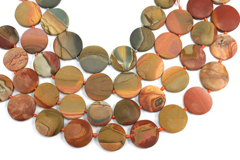Matte Landscape/ Polychrome jasper 20-26mm round disc beads (ETB00008)