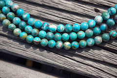 Natural Amazing blue Peruvian Chrysocolla AB grade 5-6mm round beads  (ETB00172)