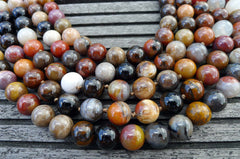 Petrified Rainbow Wood from Arizona 10.5-12.5mm round beads (ETB00255)