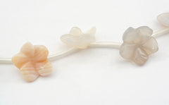 Grey Agate 13-15.5mm handmade flower beads (ETB00350)