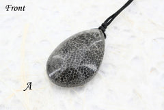 Rare Moroccan Fossilised Bryozoan Coral freeform pendants (ETP00168)