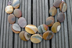 Landscape/ Polychrome jasper 26-43mm oval flat beads (ETB00387)