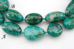 Natural Amazing blue Peruvian Chrysocolla A grade pebble beads (ETB01252)
