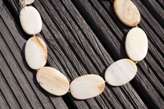 Petrified honey Palm wood / Fossilized Palm wood oval beads /length 36-41mm (ETB00099)