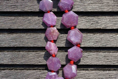 Genuine Ruby Corundum faceted hexagon beads (ETB00201)