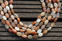 Shiny polished Moonstone 8-12mm oval beads (ETB00102)