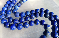 Matte Lapis Lazuli 13-14mm round beads / balls (amazing blue colour with gold sparkles (ETB00030)