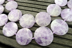 Natural Lavender Amethyst (Madagascar) 30-36mm round disc beads (ETB00244)