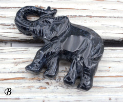 Black Zebra Agate elephant pendant (ETP00269)