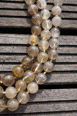 Rutilated Quartz (Brazil) AB grade 13-14mm round beads (ETB00116)