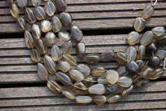 Shiny polished Silver Moonstone pebble beads  (ETB00108)