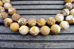 Matte Brecciated Mookaite Jasper 13-14.5mm round beads (ETB00263)