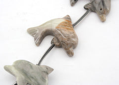 Picasso Jasper 28-31mm Dolphin beads handmade (flat base) (ETB01268)