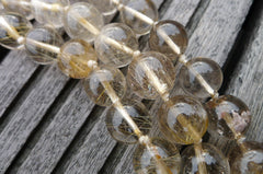 Rutilated Quartz AB grade 11-12mm round beads (ETB00054)