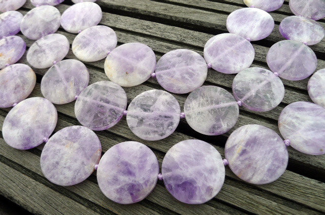Natural Lavender Amethyst (Madagascar) 25-32mm round disc beads (ETB00243)