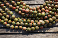 Natural Unakite 7-8mm round beads (ETB00154)