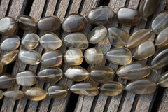 Shiny polished Silver Moonstone pebble beads  (ETB00108)