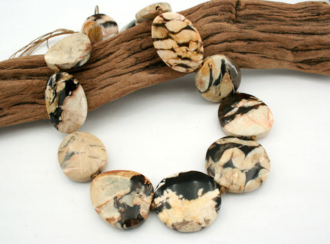 Rare & beautiful Australian Fossil Peanut Wood freeform beads (ETB01111)
