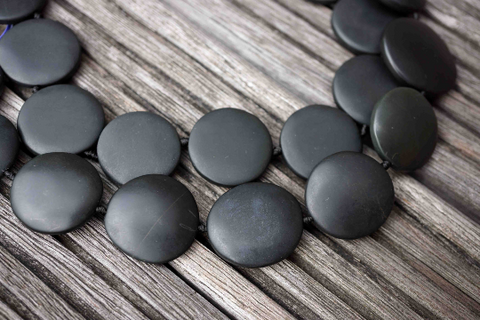 Matte Australian Black Jade 23-32mm round disc beads (ETB00555)