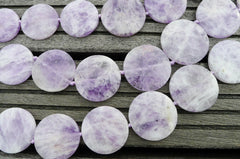 Natural Lavender Amethyst (Madagascar) 25-38mm round disc beads (ETB00242)