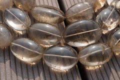 Natural Smoky quartz (Brazil) 18.5-25.5mm oval beads (ETB00115)