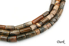 Wood Opalite/ Petrified Wood 6-8mm cylinder beads (ETB00539)