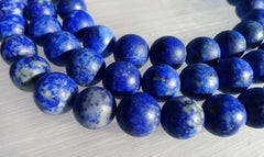 Matte Lapis Lazuli 13-14mm round beads / balls (amazing blue colour with gold sparkles (ETB00030)