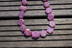 Genuine Ruby Corundum faceted hexagon beads (ETB00200)